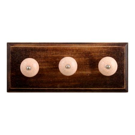 Baby Pink Crackle Ceramic Wooden Hooks